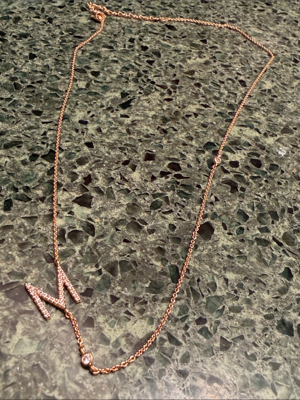 Rose Gold Initial 'M' Pendant Necklace